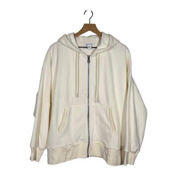 Athleta Balance Microfleece Sweatshirt Size 1X Ivory Full Zip Activewear Hoodie - Picture 2 of 10